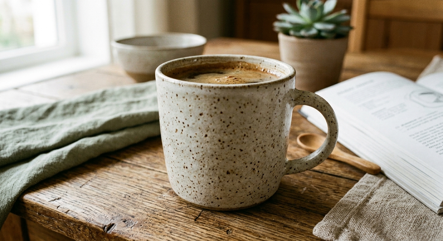 Hand-thrown speckled stoneware mug